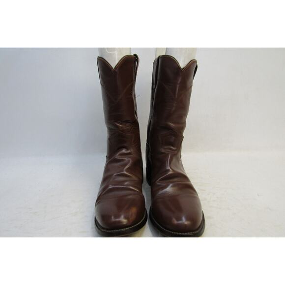Justin Mens Size 8.5 D Brown Leather Roper Cowboy Western Boots main image 5
